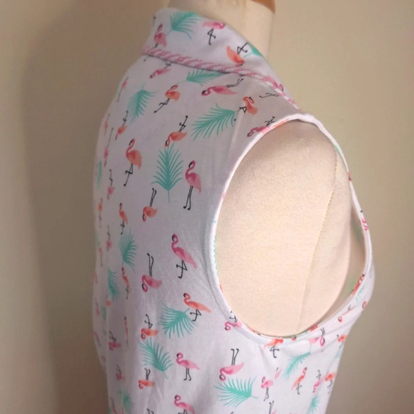 Aria Flamingo print sleeveless  cotton blend top SZ S - Picture 4 of 8